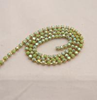 6 SS Rhinestone Chain Vintage Opaque Glass Peridot Aurore Boreale 2mm 1/2/5/15 Meters