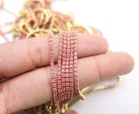 14pp Cubic zirconium Rhinestone Close Cup Chain in Opal Rose (2mm) 0.5/1/2/5 Meters Brass Settings, strass findings, jewelry making
