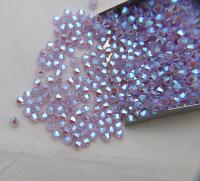 3/4mm Swarovski Violet AB 2X FC Bicones Rainbow Beads 36/72/144/432/720 Pieces vintage rare jewelry findings, embroidery materials, couture