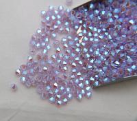 3/4mm Swarovski Violet AB 2X FC Bicones Rainbow Beads 36/72/144/432/720 Pieces vintage rare jewelry findings, embroidery materials, couture