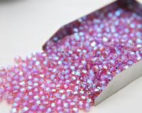 Swarovski (4mm) Rose AB 2X FC Bicones Beads 36/72/144/432/720 Pieces (209) PREMIUM rainbow beads, jewelry making, couture embellishments