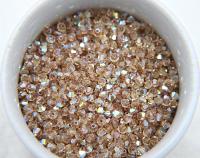 Swarovski (3/4mm) Light Colorado Topaz AB Bicones beads 36/72/144/432/720 Pieces PREMIUM rainbow beads jewelry making couture embellishments