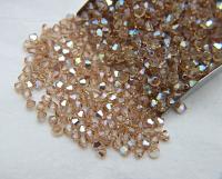 Swarovski (3/4mm) Light Colorado Topaz AB Bicones beads 36/72/144/432/720 Pieces PREMIUM rainbow beads jewelry making couture embellishments