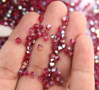 Swarovski (4mm) Ruby AB Bicones beads 36/72/144/432/720 Pieces, PREMIUM rainbow beads, jewelry making, embellishments, embroidery materials