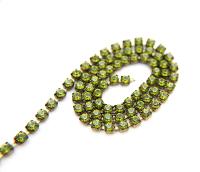 18SS Swarovski Vintage Rhinestone Chain Emerald/Smoked Topaz/Olivine/Montana 4.2mm embroidery materials, jewelry making, vintage findings