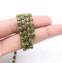 18SS Swarovski Vintage Rhinestone Chain Emerald/Smoked Topaz/Olivine/Montana 4.2mm embroidery materials, jewelry making, vintage findings