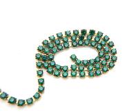 18SS Swarovski Vintage Rhinestone Chain Emerald/Smoked Topaz/Olivine/Montana 4.2mm embroidery materials, jewelry making, vintage findings