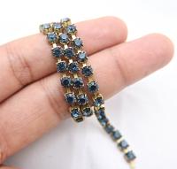 18SS Swarovski Vintage Rhinestone Chain Emerald/Smoked Topaz/Olivine/Montana 4.2mm embroidery materials, jewelry making, vintage findings