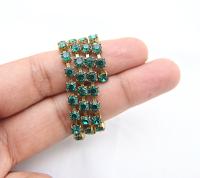 18SS Swarovski Vintage Rhinestone Chain Emerald/Smoked Topaz/Olivine/Montana 4.2mm embroidery materials, jewelry making, vintage findings
