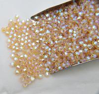 Swarovski (3/4mm) Light Topaz AB 2X FC Bicones Rainbow Beads 36/72/144/432/720 Pieces (226 AB) rainbow beads, jewelry making, couture