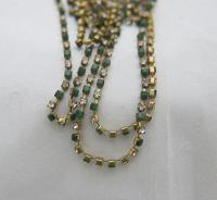 10 SS Rhinestone Chain Vintage Glass Pressed Chatons in opq Emerald and Crystal 2.8 mm 1/2/5/15 Meters vintage findings, strass chains
