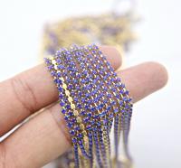 6 SS Rhinestone Chain Vintage Machine cut Cobalt Blue 2mm 1/2/5/15 Meters embroidery materials, jewelry making
