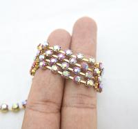 16 SS Rhinestone Chain Vintage Glass Brown Aurore Boreale (4mm) 1/2/5/15 Meters vintage findings, jewelry making, craft supplies, embroidery