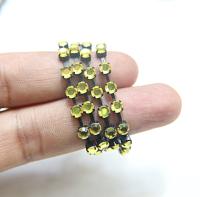 16ss Swarovski 2088 Chain in Flat Back Citrine (4mm) 0.5/1/2/5 Meters Vintage Black Settings Bridal Supplies|Jewelry Making, embellishments