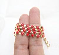 16 SS Rhinestone Chain Swarovski in Dark Red Coral 4mm 0.5/1/2/5/15 Meters vintage findings, strass chains