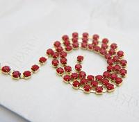 16 SS Rhinestone Chain Swarovski in Dark Red Coral 4mm 0.5/1/2/5/15 Meters vintage findings, strass chains