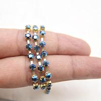 16 SS Rhinestone Chain Swarovski in Crystal Metallic Blue 4mm 0.5/1/2/5/15 Meters vintage findings, strass chains, craft supplies, rare