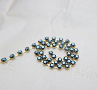 16 SS Rhinestone Chain Swarovski in Crystal Metallic Blue 4mm 0.5/1/2/5/15 Meters vintage findings, strass chains, craft supplies, rare