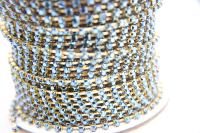 16 SS Rhinestone Chain Swarovski in Crystal Metallic Blue 4mm 0.5/1/2/5/15 Meters vintage findings, strass chains, craft supplies, rare