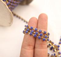 16 SS Rhinestone Chain Vintage Glass Pressed Chatons Royal Blue Opaque (4mm) 1/2/5/15 Meters embroidery materials, craft vintage findings