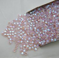 Swarovski (3/4mm) Rosaline AB 2X FC Bicones Beads Rainbow 36/72/144/432/720 Pieces (508) beads, jewelry making, couture embellishment