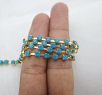 16 SS Rhinestone Chain Swarovski in Caribbean Blue Opal 4mm 0.5/1/2/5/15 Meters vintage findings, strass chains