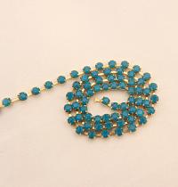 16 SS Rhinestone Chain Swarovski in Caribbean Blue Opal 4mm 0.5/1/2/5/15 Meters vintage findings, strass chains