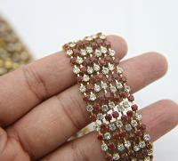 10 SS Rhinestone Chain Vintage Glass Pressed Chatons in opq Brown and Crystal 2.8 mm 1/2/5/15 Meters vintage findings, strass chains, craft