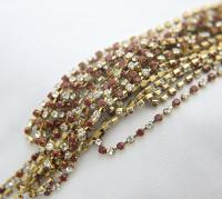 10 SS Rhinestone Chain Vintage Glass Pressed Chatons in opq Brown and Crystal 2.8 mm 1/2/5/15 Meters vintage findings, strass chains, craft