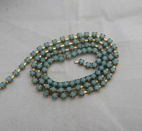 8SS Rhinestone Chain Vintage Glass Pressed Chatons Opaque Turquoise 2.5 mm 1/2/5/15 Meters boho chic blue, decoration Wedding Bridal