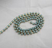 8SS Rhinestone Chain Vintage Glass Pressed Chatons Opaque Turquoise 2.5 mm 1/2/5/15 Meters boho chic blue, decoration Wedding Bridal