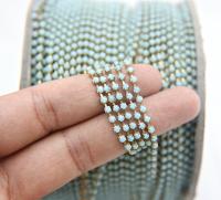 8SS Rhinestone Chain Vintage Glass Pressed Chatons Opaque Turquoise 2.5 mm 1/2/5/15 Meters boho chic blue, decoration Wedding Bridal