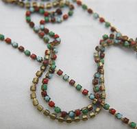 8 SS Rhinestone Chain Vintage Glass Pressed Chatons in opaque Multi Colored 2.5 mm 1/2/5/15 Meters boho chic blue, decoration, craft supply