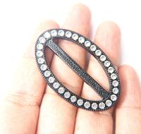 Swarovski Buckle - Clear/Black, Oval clothing accessories, tailoring, belts, embellishments, wedding decorations, crafts supplies