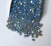 Swarovski (3/4mm) Olivine AB 2X FC Bicones 36/72/144/432/720 Pieces (228 AB) rainbow beads, jewelry making, couture embellishments