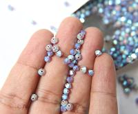 4mm Dark Cyclamen Opal 2X Aurore Boreale Swarovski Bicone Cuts beads AB 36/72/144/432/720 Pieces embellishment couture