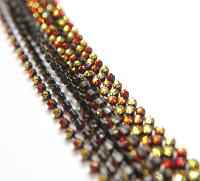 16ss Swarovski 2088 Chain in Flat Back Fire Mix (4mm) 0.5/1/2/5 Meters Vintage Black Settings Bridal Supplies, strass chains, embroidery