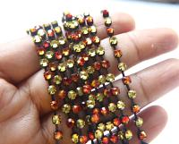 16ss Swarovski 2088 Chain in Flat Back Fire Mix (4mm) 0.5/1/2/5 Meters Vintage Black Settings Bridal Supplies, strass chains, embroidery