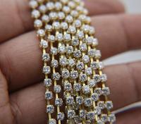 6ss/12ss Clear Cubic zirconium diamond Rhinestone 0.5/1/2/5 Meters Brass Settings embroidery materials, craft findings, embellishments