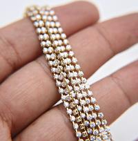 6ss/12ss Clear Cubic zirconium diamond Rhinestone 0.5/1/2/5 Meters Brass Settings embroidery materials, craft findings, embellishments