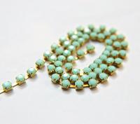 18ss Swarovski Rhinestone Chain in Mint Alabaster (4.2mm) 0.5/1/2/5 Meters Bridal Supplies, Jewelry, vintage findings, embroidery materials
