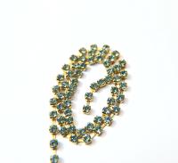 18ss Swarovski Rhinestone Chain in Indian Sapphire (217) 0.5/1/2/5 Meters Bridal Supplies, Jewelry, vintage findings, embroidery materials