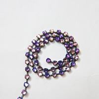 16ss Swarovski 2088 Chain in Flat Back Purple Mix (4mm) 0.5/1/2/5 Meters Vintage Black Settings Bridal Supplies, strass chains, embroidery