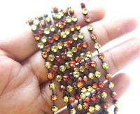 16ss Swarovski 2088 Chain in Flat Back Fire Mix (4mm) 0.5/1/2/5 Meters Vintage Black Settings Bridal Supplies, strass chains, embroidery