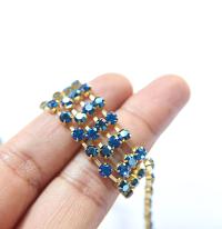 16 SS Rhinestone Chain Swarovski in Capri Blue & Metallic Blue 4mm 0.5/1/2/5/15 Meters vintage findings, strass chains, premium materials