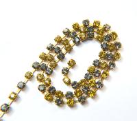 18ss Swarovski Rhinestone Chain Light Topaz & Black Diamond 0.5/1/2/5 Meters Bridal Supplies, Jewelry, findings, embroidery materials lace