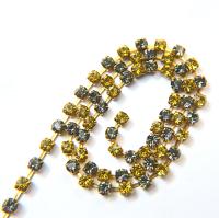 18ss Swarovski Rhinestone Chain Light Topaz & Black Diamond 0.5/1/2/5 Meters Bridal Supplies, Jewelry, findings, embroidery materials lace