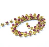 18ss Swarovski Rhinestone Chain in Light Topaz & Fuchsia 0.5/1/2/5 Meters Bridal Supplies, Jewelry, findings, embroidery materials, craft