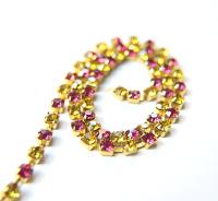 18ss Swarovski Rhinestone Chain in Light Topaz & Fuchsia 0.5/1/2/5 Meters Bridal Supplies, Jewelry, findings, embroidery materials, craft