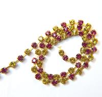 18ss Swarovski Rhinestone Chain in Light Topaz & Fuchsia 0.5/1/2/5 Meters Bridal Supplies, Jewelry, findings, embroidery materials, craft
